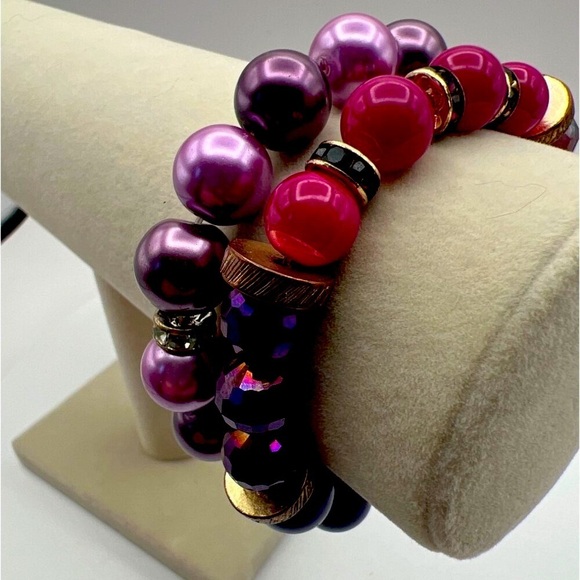 Colorful Beaded Necklace & Bracelet Set Fun Funky and Fabulous Jewelry 12” Nec - Picture 6 of 9